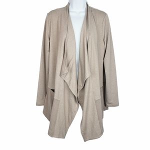 LOGO lori goldstein beige drape front cardigan